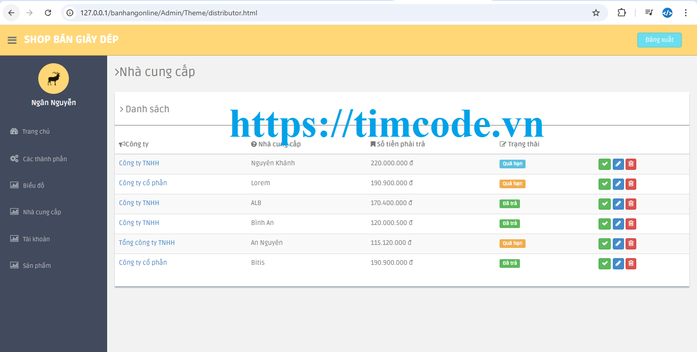Download template website bán giày có trang quản trị html - css - javascript 