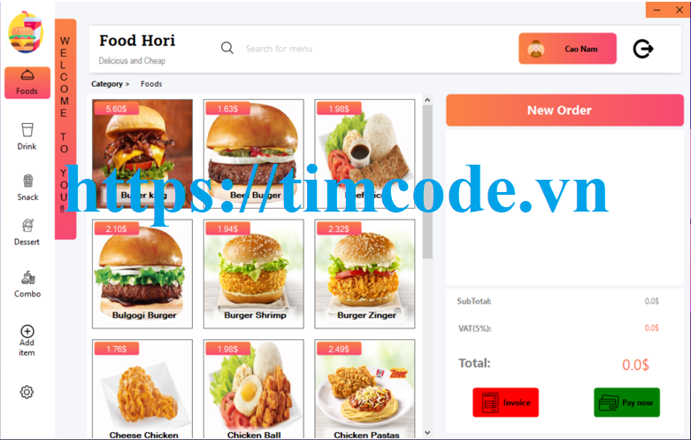 Code phần mềm quản lý bán đồ ăn nhanh C# winform Full báo cáo